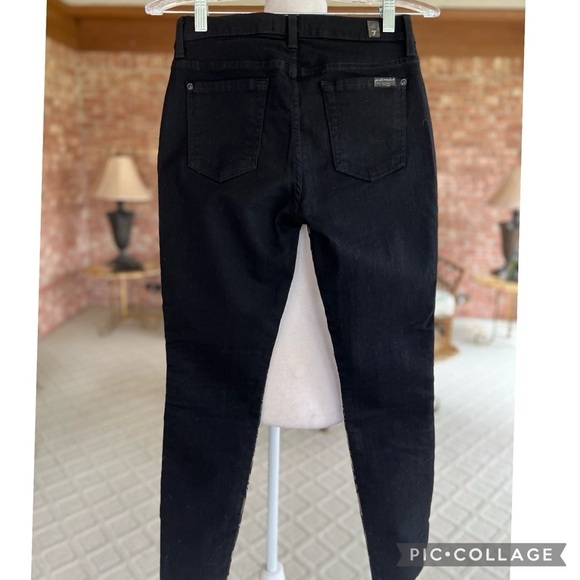 7 for All Mankind Jeans Nouveau Black Gold Metallic Brocade Skinny 26 Party Chic - Picture 6 of 14